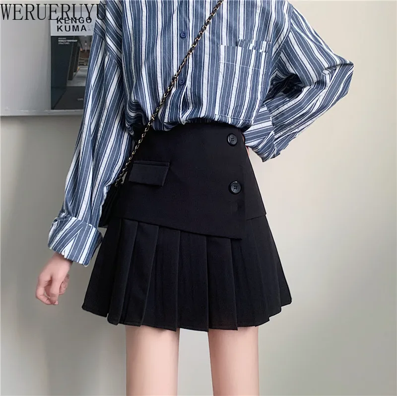 

WERUERUYU Spring Autumn Long Sleeve Japanese School Uniforms Girls Musketeers High School Women Novelty Pleated Skirt