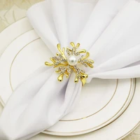 10pcslot christmas antler napkin ring diamond napkin buckle pearl flower napkin ring suitable for wedding holiday party
