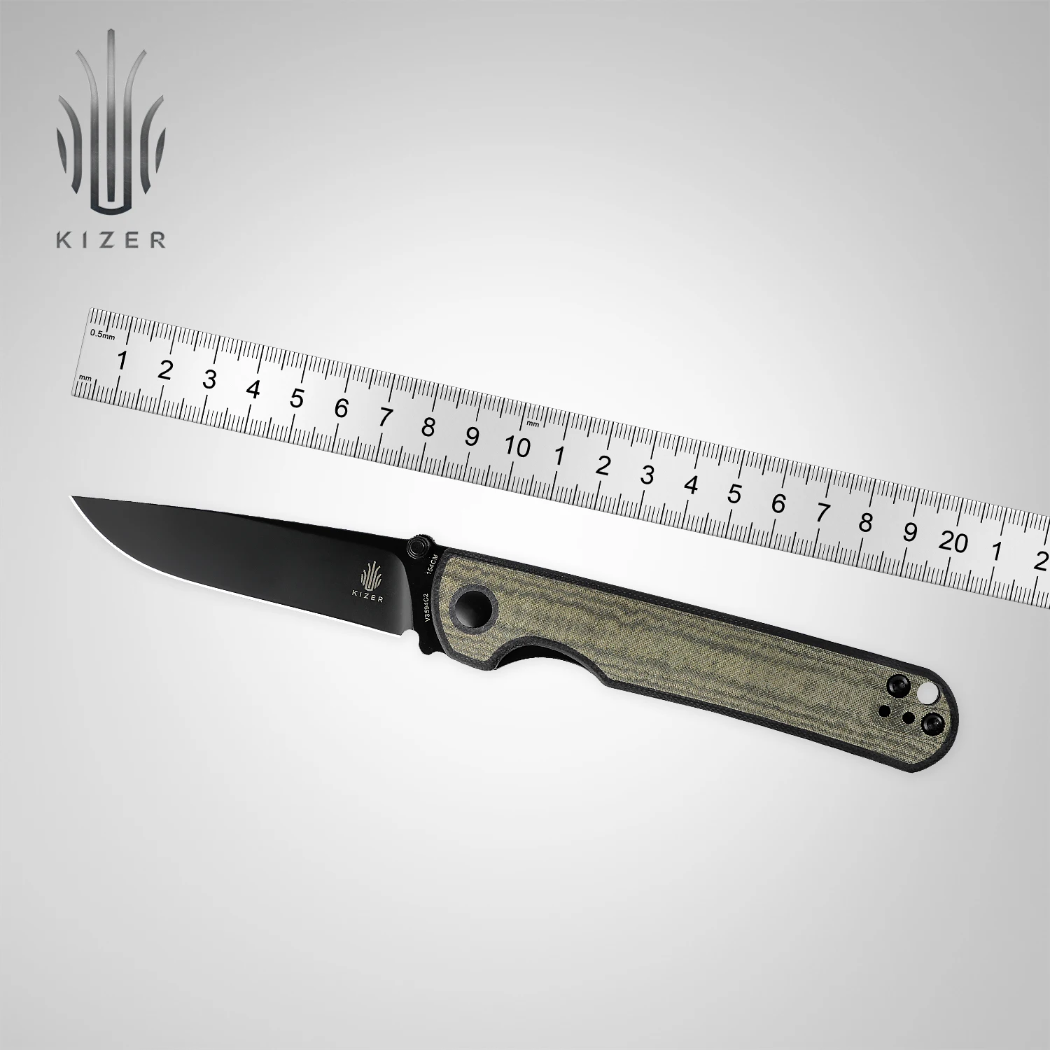 

Kizer Survival Pocket Knives V3594FC1/V3594C2 Rapids G10/Micarta Handle Survial Tool 154CM Steel Hunting Knife