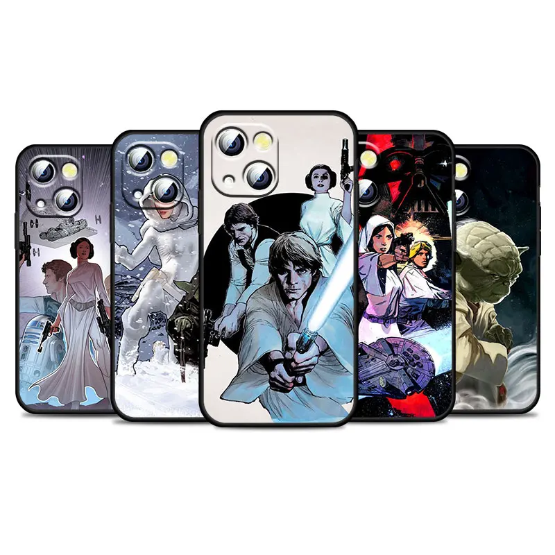 

Star Wars Adventure For Apple iPhone 13 12 11 Pro Max Mini XS Max X XR 6S 6 7 8 Plus 5S SE2020 Soft Black Phone Case