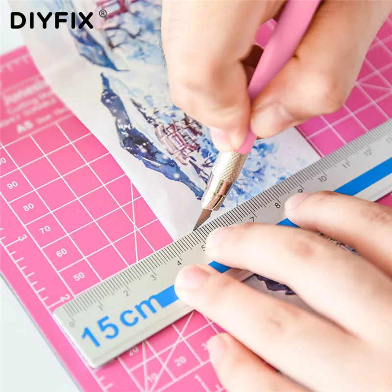 4 шт. профессиональный нож для гравировки коврик резки пинцет офисный линейка