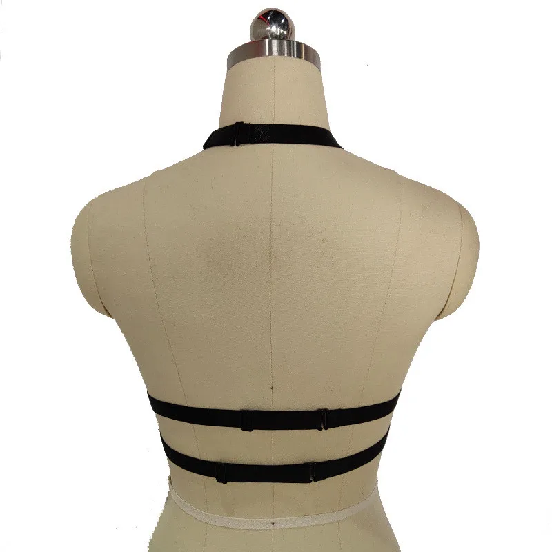 New Women Black Sexy Harness Gothic Tops Cage Bra Garter Belt Round Bondage Harness Lingerie 90s Body Cage Bra Night Clubs Party