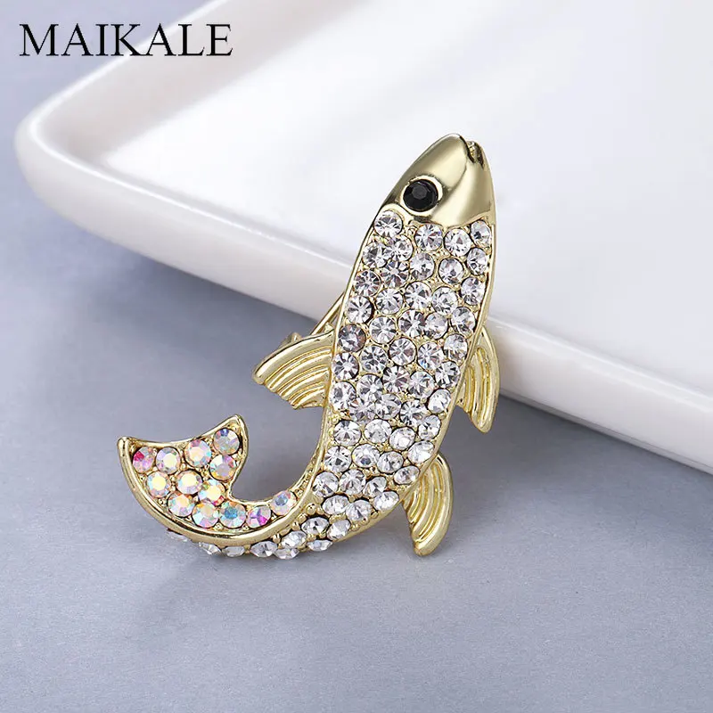 MAIKALE, черные стразы, насекомое, брошь на булавке, австрийский кристалл, рыба, животное, броши для женщин, ювелирный костюм, шали и аксессуары, подарки
