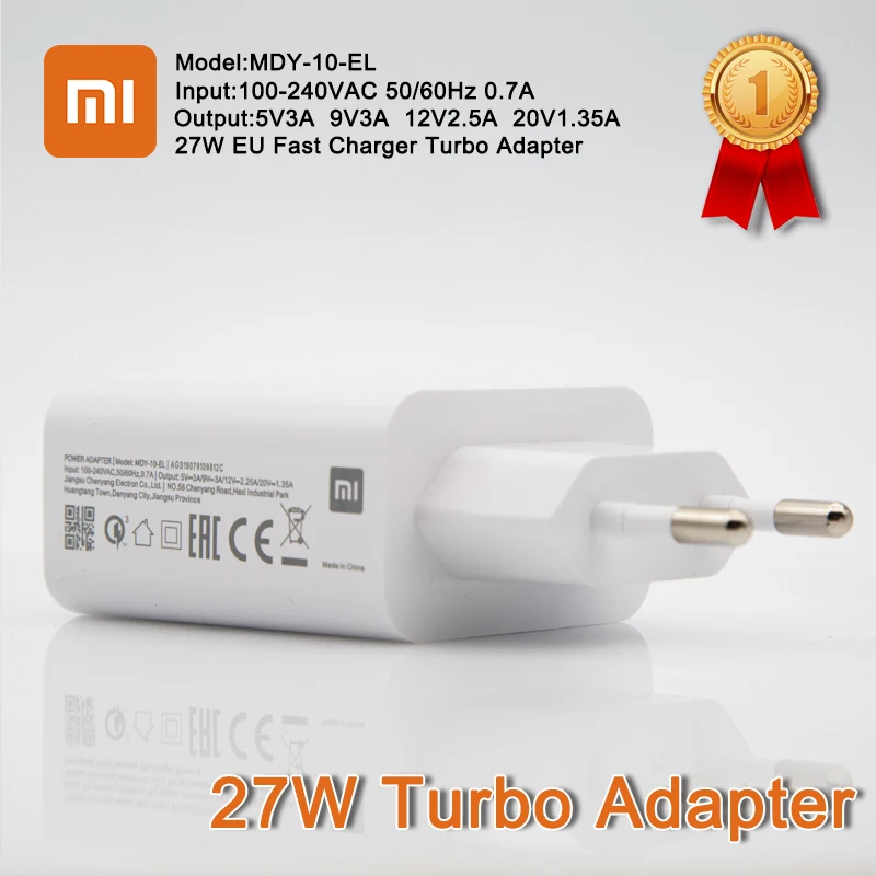 Зарядное устройство xiaomi 27 Вт оригинальный EU QC 4 0 turbo адаптер для быстрой зарядки usb