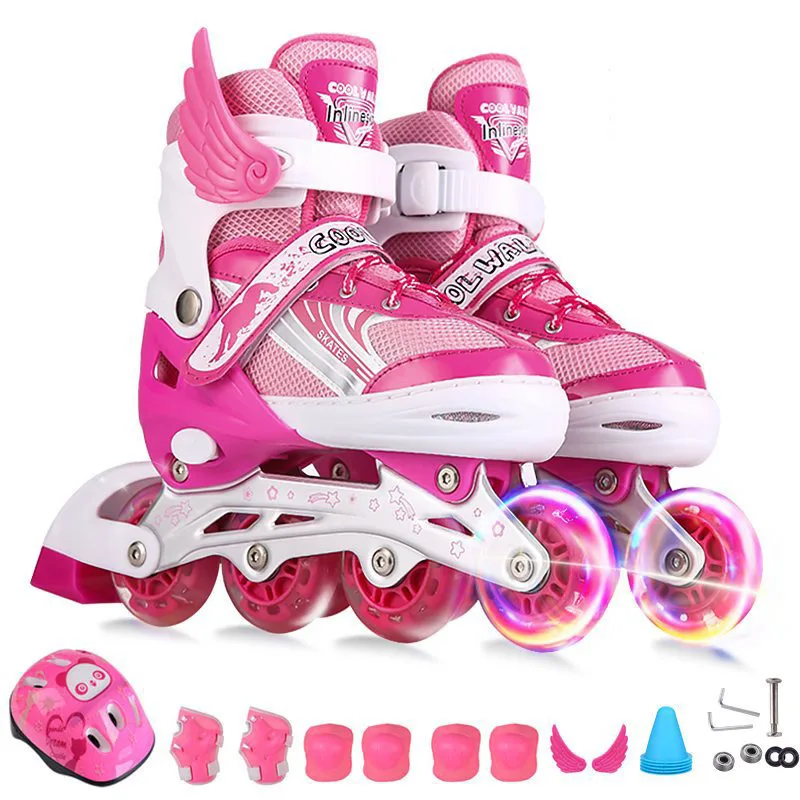 Детские регулируемые роликовые коньки полный комплект одномерных роликовых