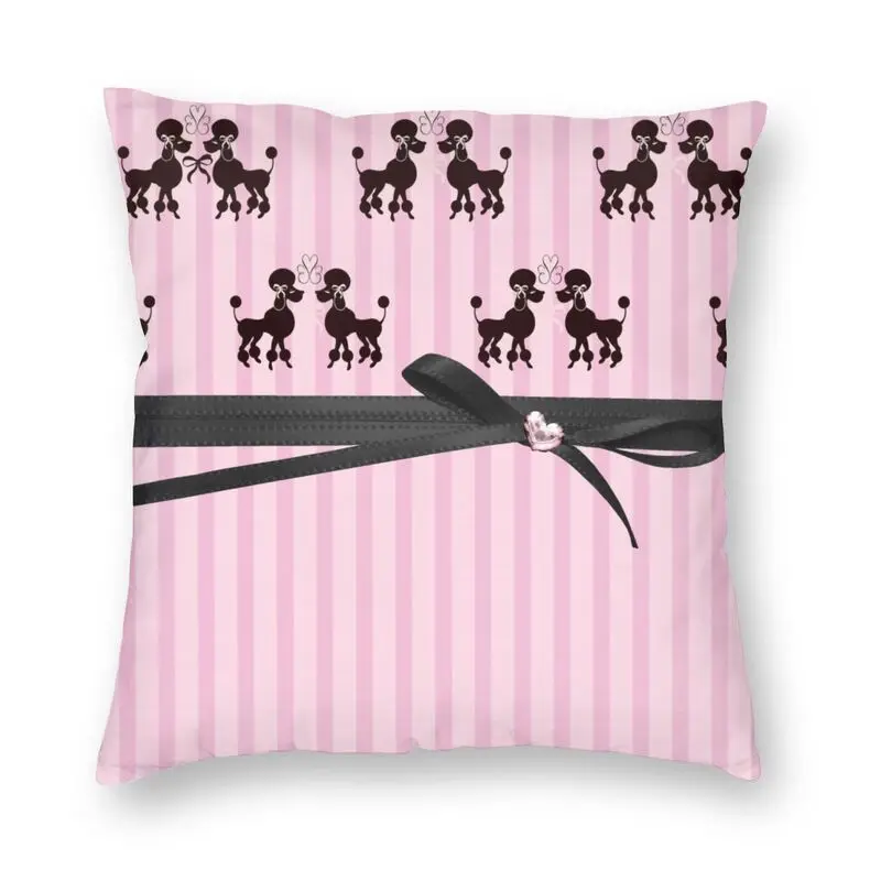 

Poodles And Pink Hearts Cushion Covers Sofa Living Room Kawaii Poodle Dog Square Pillow Cover 40x40cm