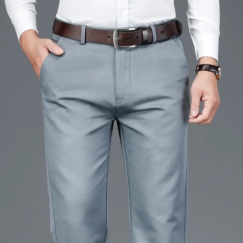 

4 Colors Men Dark Plaid Straight-fit Casual Pants 2020 Autumn New Business Fashion High Quality Stretch Pants Male Brand Clothes