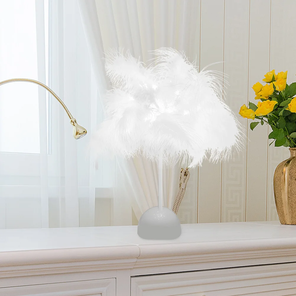 

Nordic Feather Night Light Creative Fairy Desktop Lamp for Home Living Room Bedroom Party Wedding Romantic Decoration