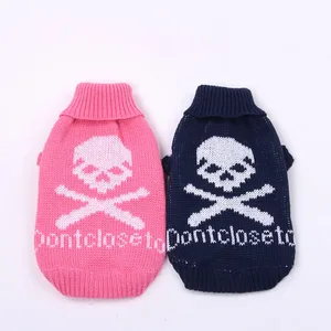 Свитер для кошек и собак, джемпер с большим черепом, жаккардовое пальто для щенков, куртка, теплый джемпер для маленьких и средних собак, одежда для собак и кошек