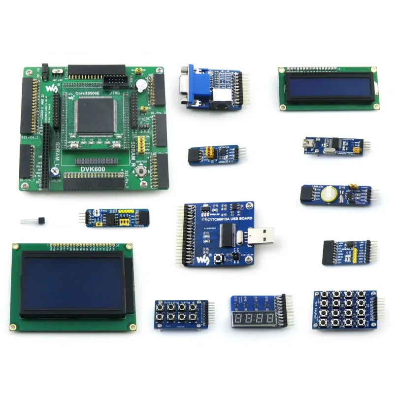 

Waveshare XILINX XC3S500E Spartan-3E FPGA Development Evaluation Board + LCD1602 + LCD12864 + 12 Module = Open3S500E Package B