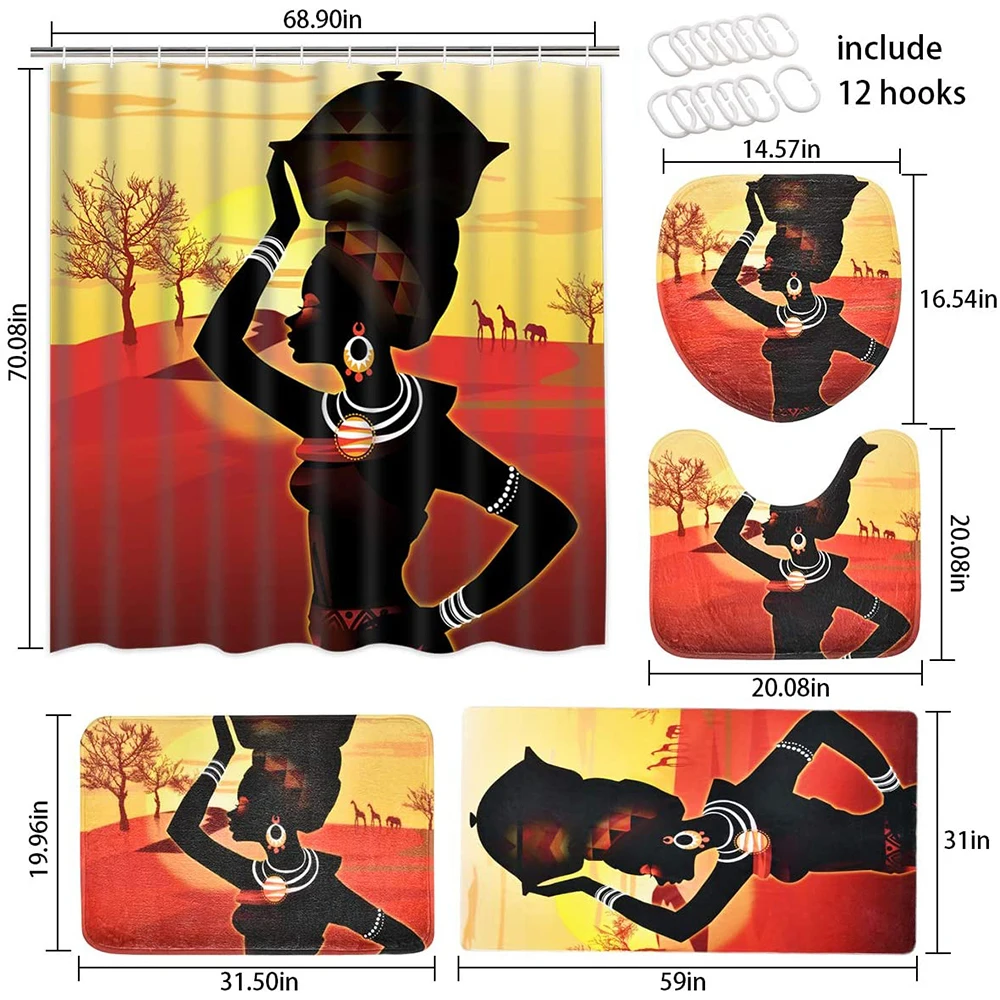 В африканском стиле американская девушка Для женщин душ Шторы набор с