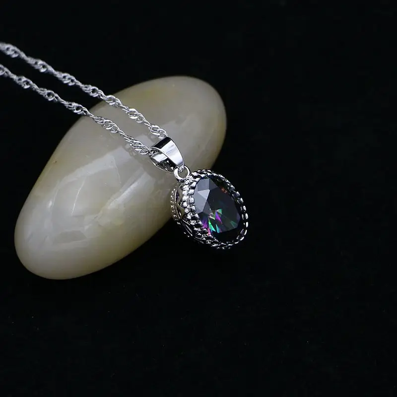 Ювелирные наборы из бисера с радужным топазом украшение серебра 925 пробы женские