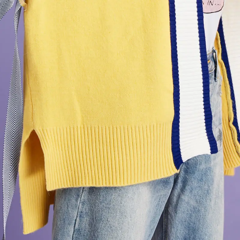 UNIFREE 2022 Autumn And Winter New Arrival Sweater Women Top Yellow Color Korean Fashion Loose Clothing Cardigan |