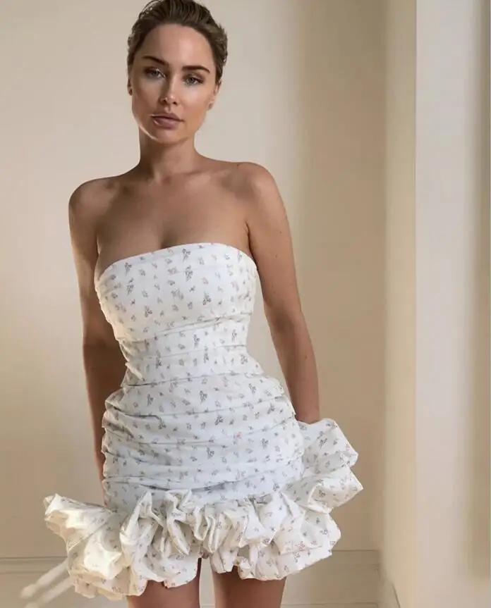 Женское бальное платье без бретелек дизайнерское Вечерние вечернее с цветочным