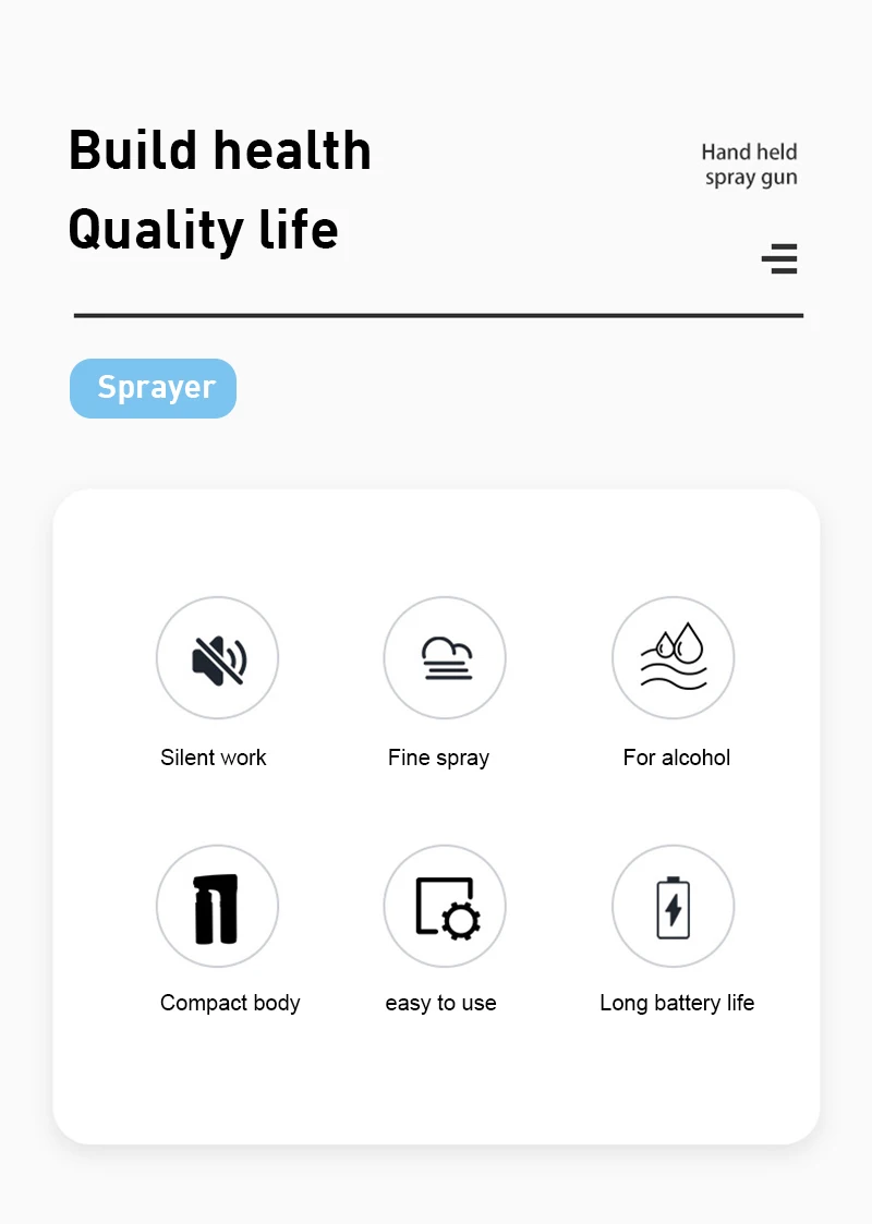 

120ml Small Spray Gun Disinfection Gun Hand Held Recharge Wireless Portable Atomization Clean For Home Bedroom Office Car USB