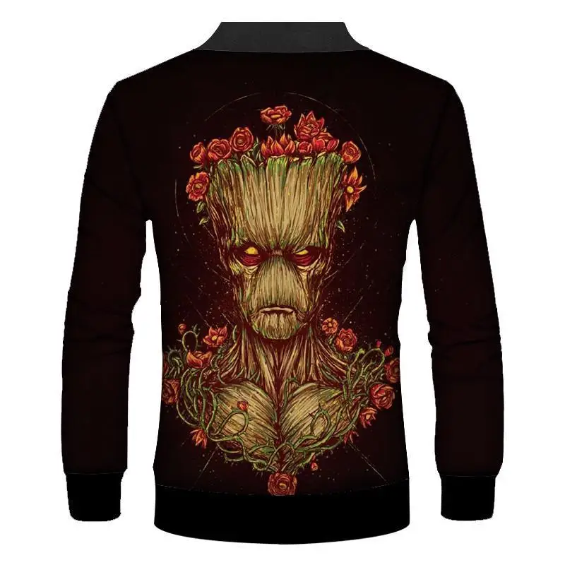 Куртка бомбер мужская с принтом Повседневная Уличная одежда на молнии