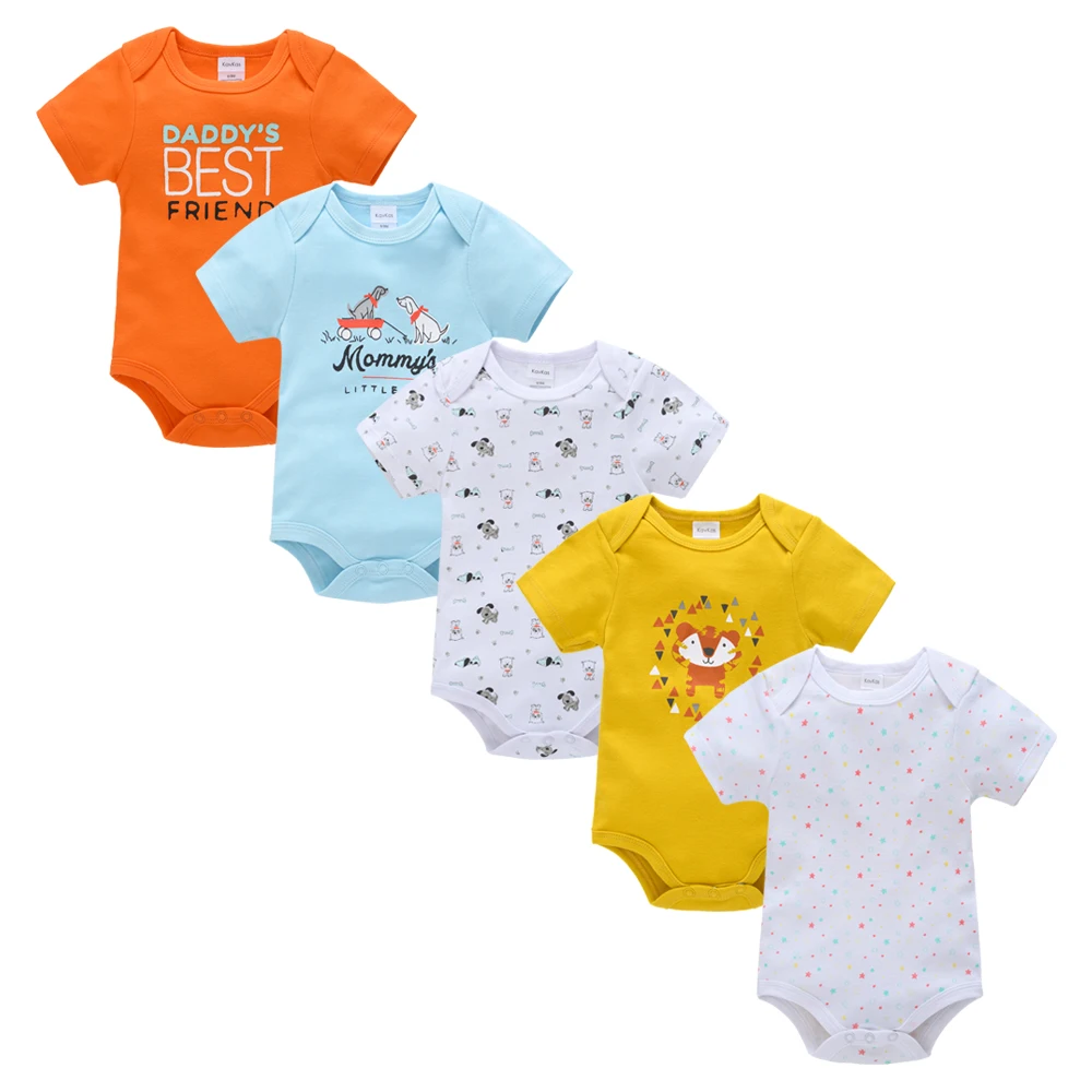 Baby Boy Clothes Short Sleeve Cartoon body bebe menina 5Pcs/set baby ropa de | Детская одежда и обувь