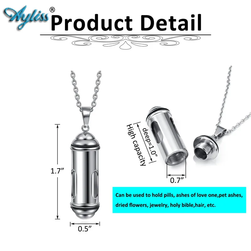 Ayliss ожерелье с подвеской из нержавеющей стали стеклянная трубка открывающаяся