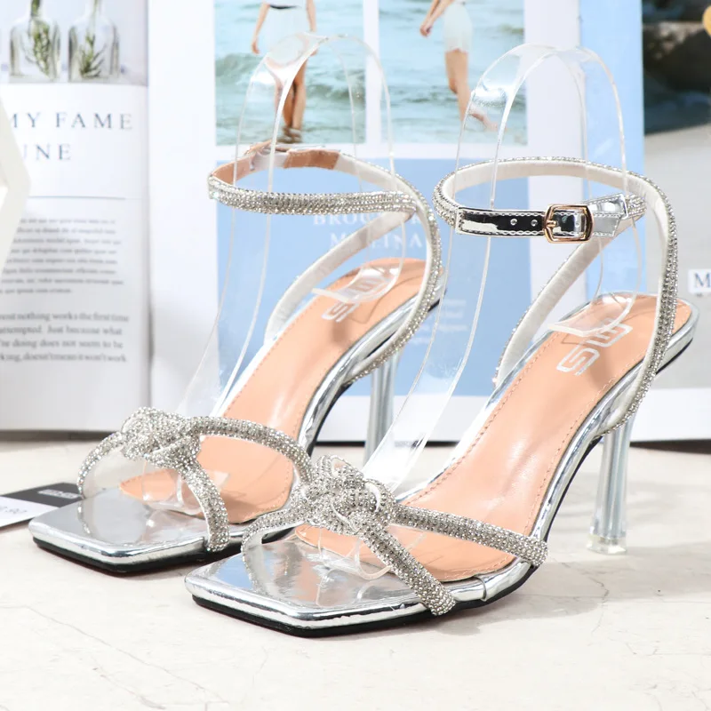 

2021 summer sandals fairy style stilettos all-match open-toed women's sandals and slippers cross straps to wear party high heels