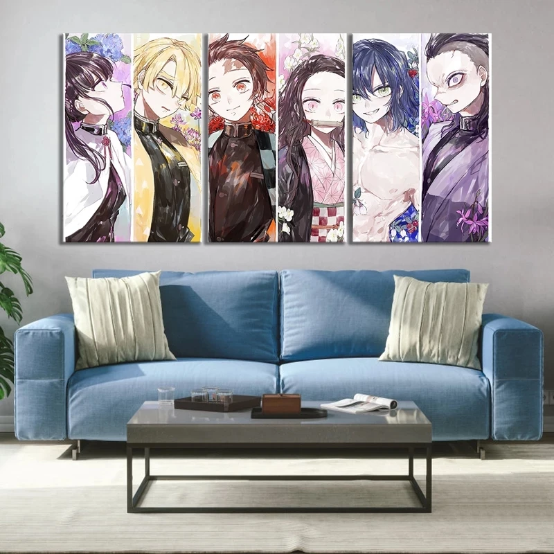 

3 Pieces Canvas Poster Demon Slayer Geen Yaiba Anime Pictures HD Print Painting Wall Art Modern Living Room Home Decor Modular