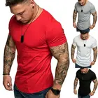 Модная мужская повседневная Приталенная футболка с коротким рукавом для бодибилдинга, футболки