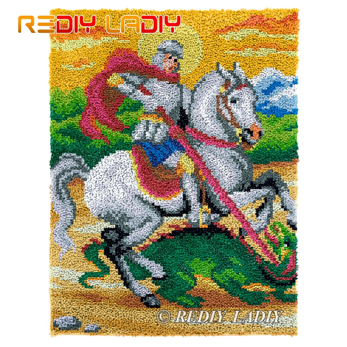 

Ковер с крючком с защелкой в стиле Святого Джорджа, плюшевая стена, искусственный ковер, ковер, крупная пряжа, искусство, ремесла, крючком, на...