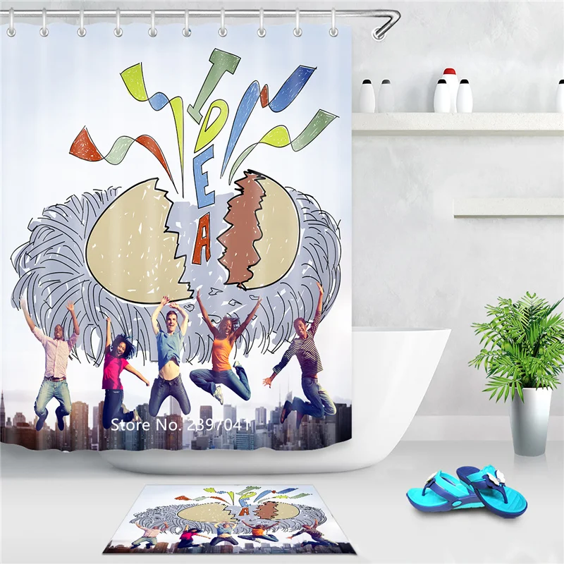 

New Lovely Cartoon Style Shower Curtain Washable Waterproof and Mildewproof with Hook Children's Bathroom Decoration Hot Sale