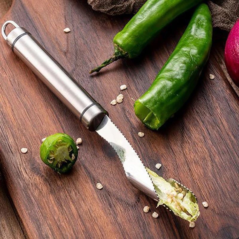

304 Stainless Steel Chili Corer Peppers Seed Remover Jalapeno Corer Pepper Seed Remover Popper Maker Stainless Steel Gadgets
