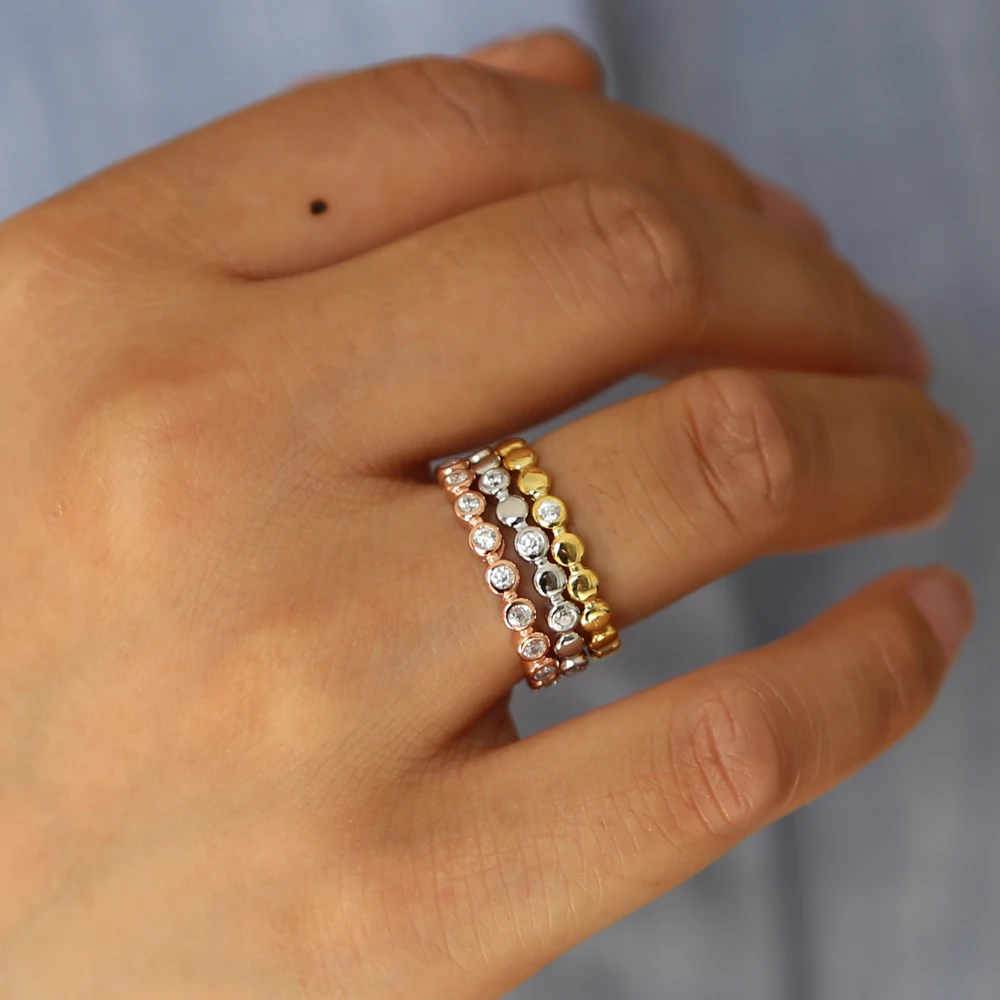 Кольца из стерлингового серебра 925 пробы розовое золото серебряный цвет три