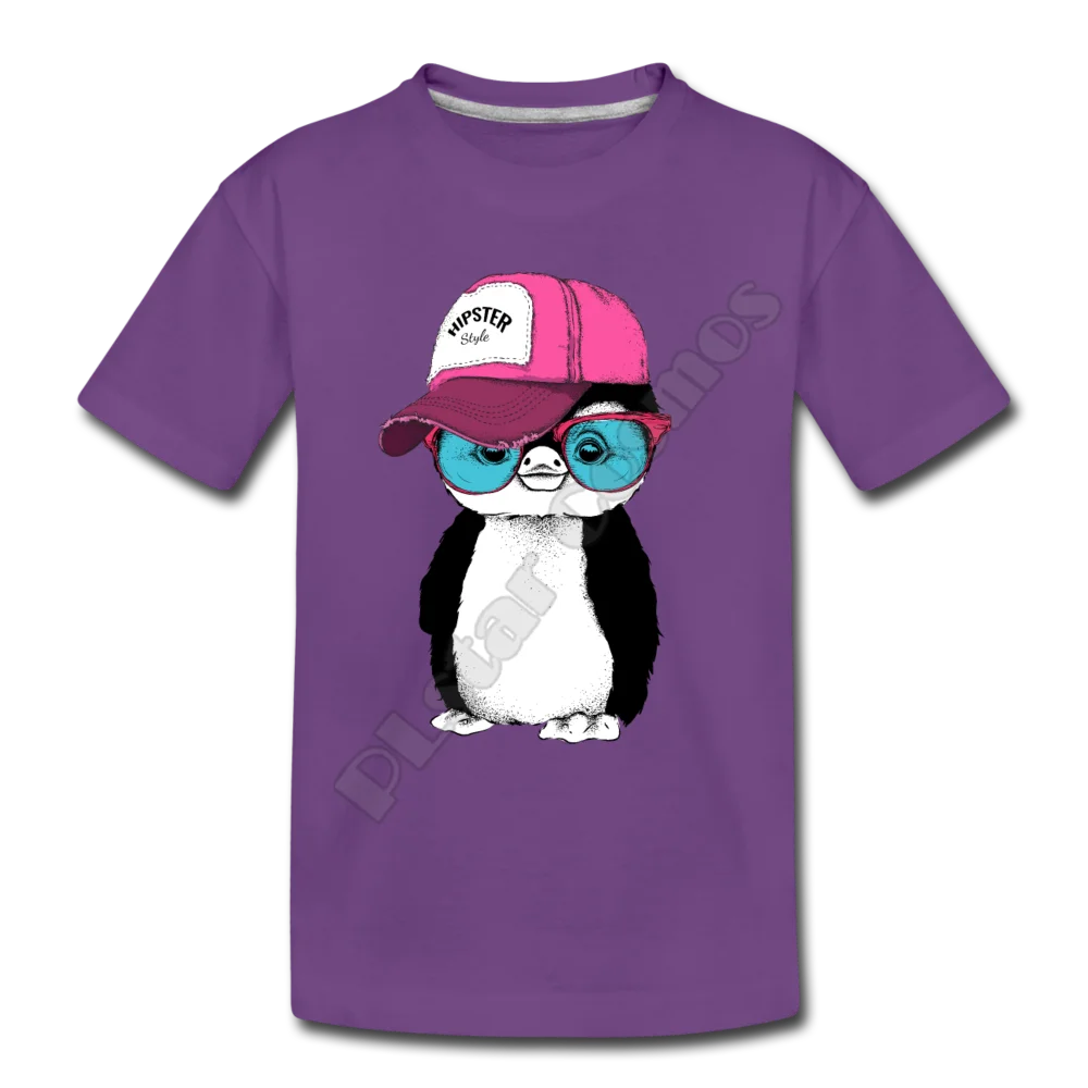 

Hipster Penguin Kids T-Shirt 3D All Over Printed Kids t shirts Boy For Girl Funny Animal Summer Short Sleeve 02