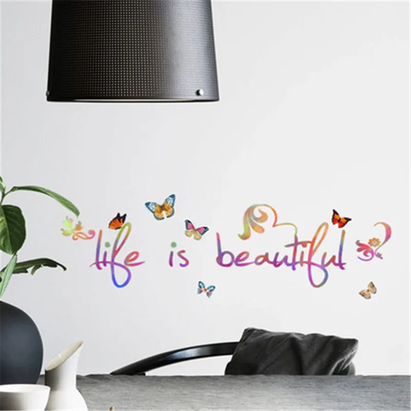 Жизнь-это красивая бабочка вдохновляющие Наклейка на стену с цитатами винил