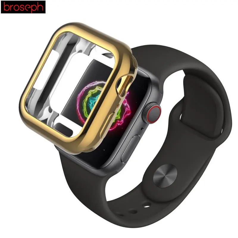Протектор экрана для Apple Watch 4 band 40 мм 44 мм покрытие из ТПУ защитный корпус чехол рамка для iwatch 4 аксессуары для часов - Цвет: Gold