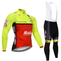 flour yellow italia cycling team jersey winter sportswear bike pants ropa ciclismo thermal fleece bicycling jacket maillot
