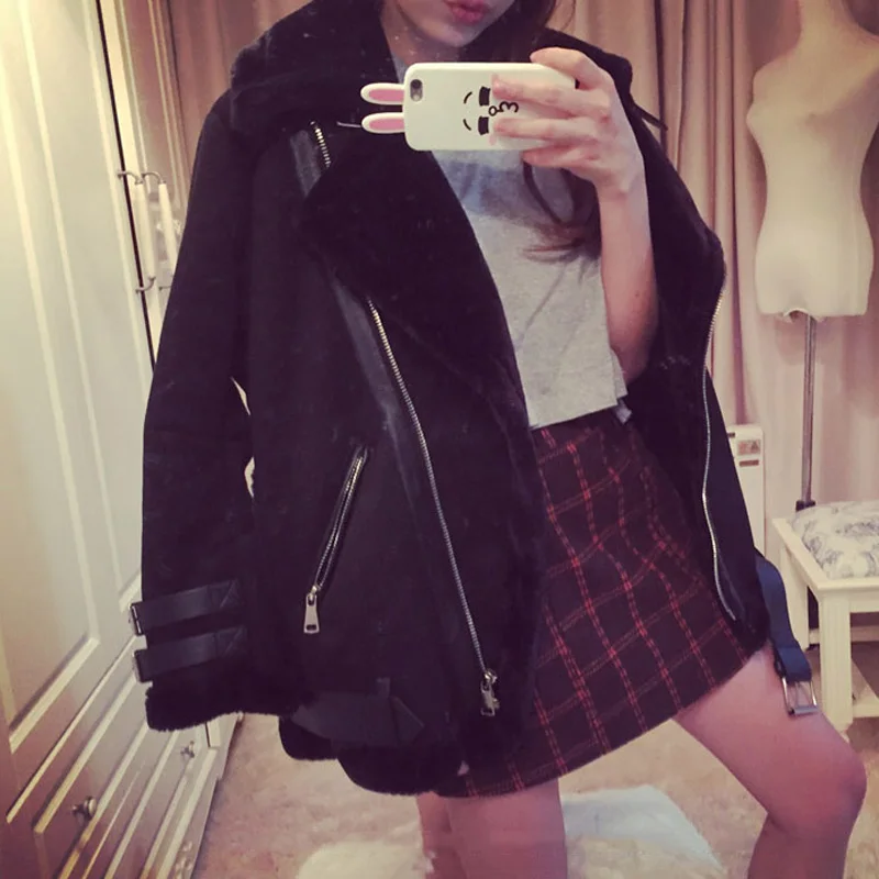 Женское пальто с меховой подкладкой черное теплое пальто-парка в европейском