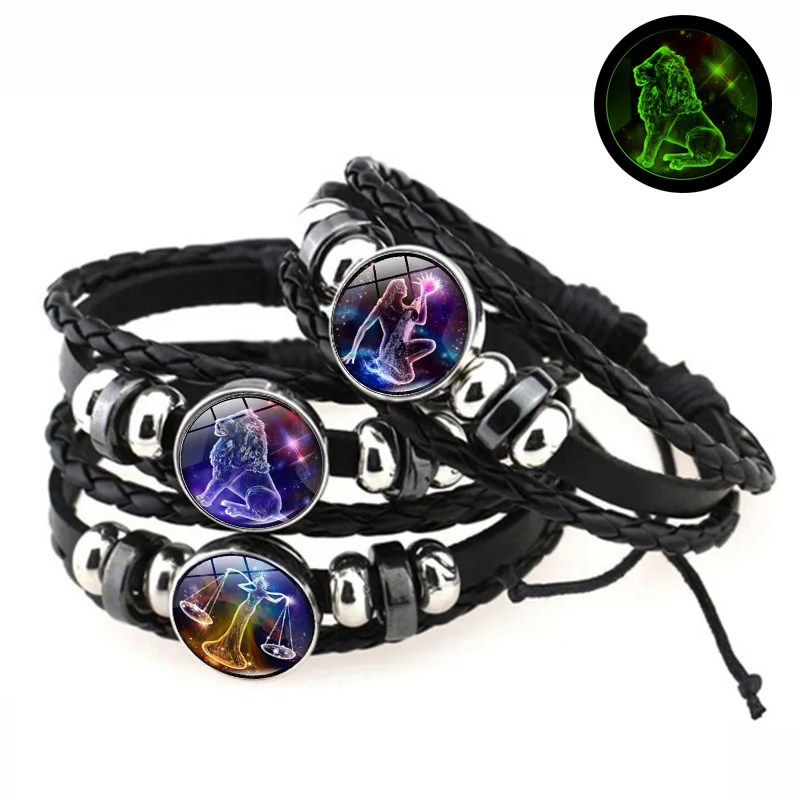 Браслет женский кожаный 12 знаков зодиака многослойный ручной работы | Украшения