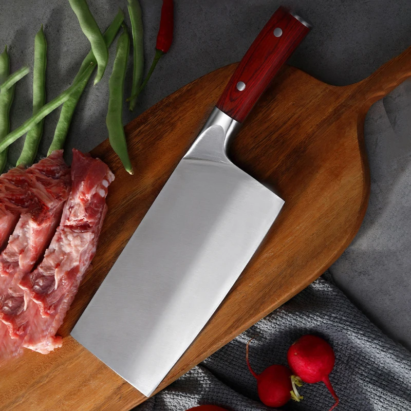 

Chinese Kitchen Knife 4Cr13 High Carbon Cleaver Durable Chef Slicing Chopping Knife Ultra Sharp Blade Color Wood Handle Knives