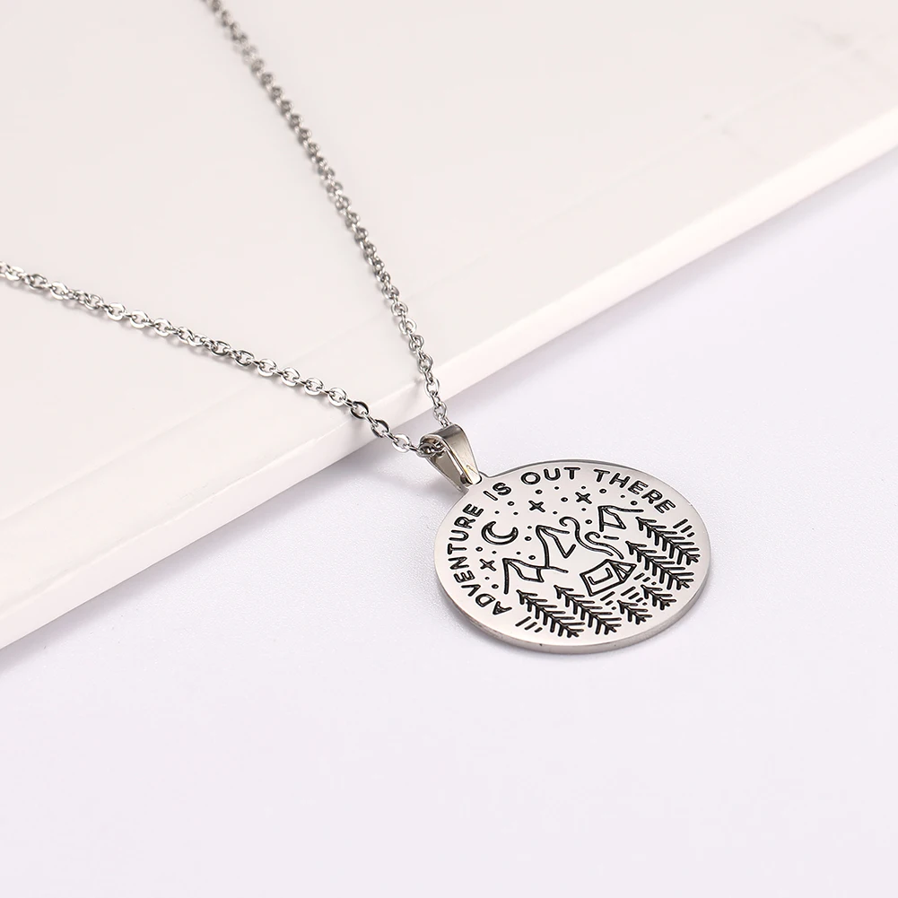 Модные ожерелья из нержавеющей стали лазерная гравировка подвески для кемпинга