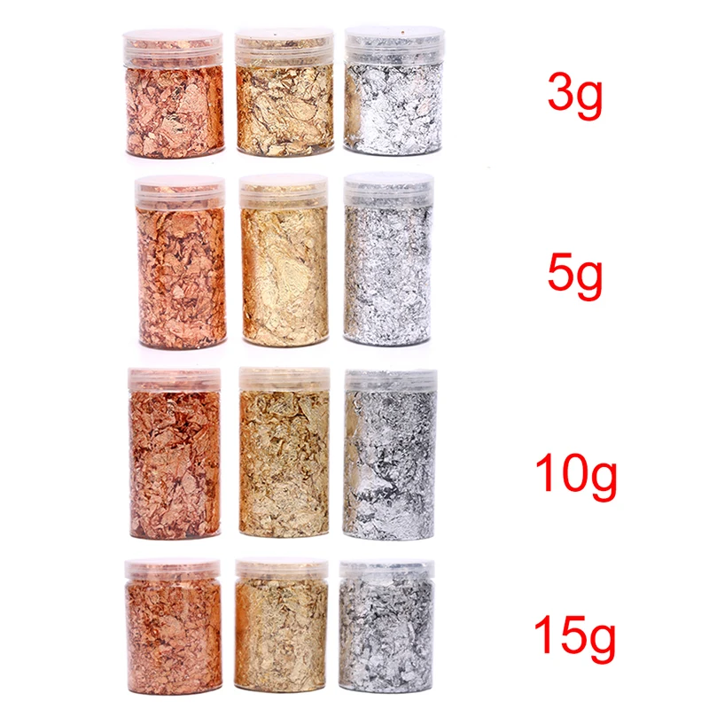 3g-15g Gold Silver Rose Gold Foil Decorative Paper Resin Mold Fillings Shiny Sequins Glitters Filling Materials Resin Jewelry