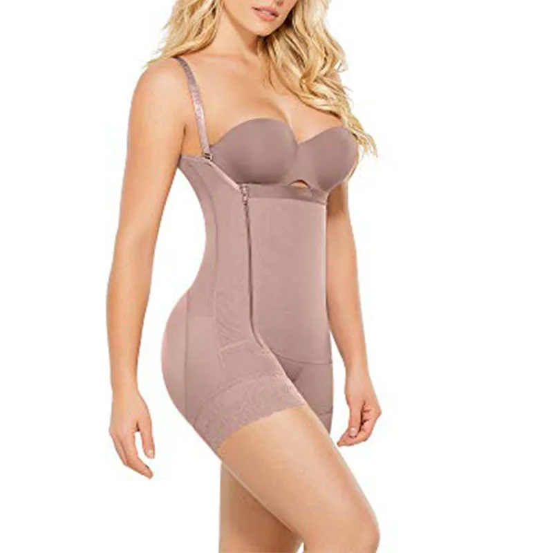 Postpartum Shapewear With Zipper Body Shaper Adjustable Straps  Women Open Bust Tummy Control Bodysuits Fajas