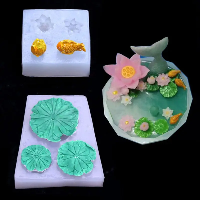 

1 Set DIY Crystal Epoxy Resin Mold Lotus Fish Lotus Leaf Casting Silicone Mould Handmade Crafts Jewelry Decoration Making Tools