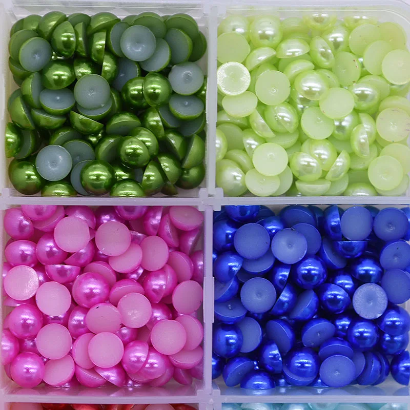 1000Pcs Pearl Stickers Trim Rhinestones for Nails Phone DIY Flatback Manicure Pearl Beaded Appliques Clothes Stickers