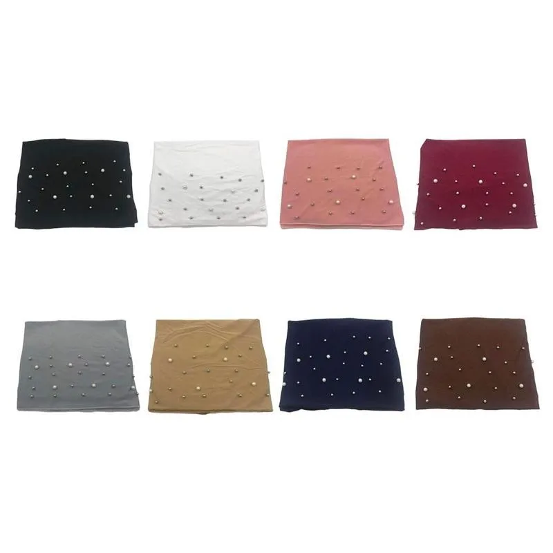 

1pcsturban Hat Muslim Stretch Jersey Turban Hijab Soft Mujer Pearls Head Turbante Wraps Turban India Scarf Caps Women Cotto U7U2
