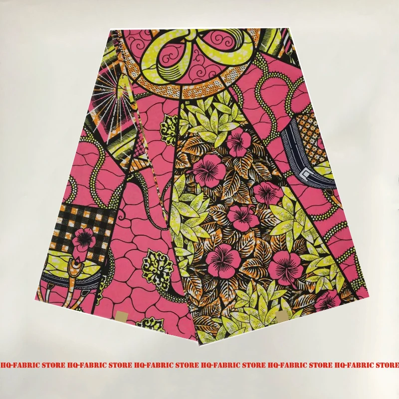 

High Quality Sewing Material For Wedding Dress 100%Real Ankara African Wax Dye Block Printed Cotton Fabric By The Yards V-L 93