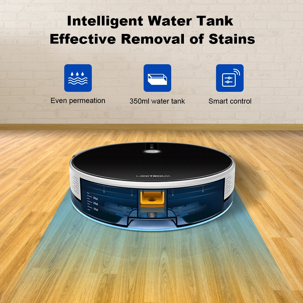 LIECTROUX C30B Robot Vacuum Cleaner AI Map Navigation Memory Smart Partition WiFi App 6000Pa Suction Electric Water Tank Wet Mop - купить по