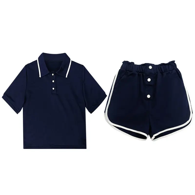 

Sports and Leisure Suit Women's Fashion POLO Collar Short Sleeve Top High Waist Loose Shorts Two-piece Summer