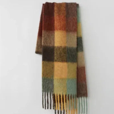 Style 7 brown yellow Женский зимний шарф, большой шарф из пашмины, Модные леопардовые шарфы в клетку с длинными кисточками, женские теплые шарфы, шали, смешанный дизайн - Цвет: Style 7 brown yellow