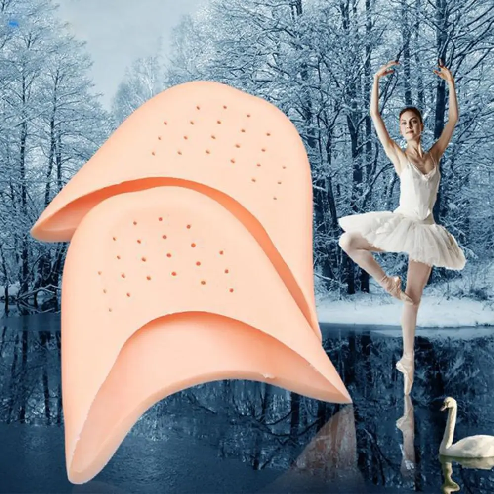 1 Pair Silicone Gel Dance Point Pads for Ballet Dancing Foot Tip Protector with Air Hole Breathable Sole Shock Absorbing Inserts