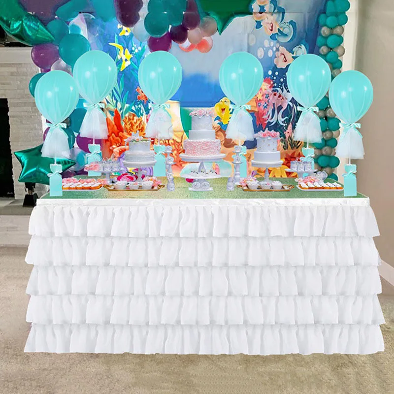5 Слои Тюль Юбка для стола пачка s Baby Shower День рождения банкетов и свадеб отель