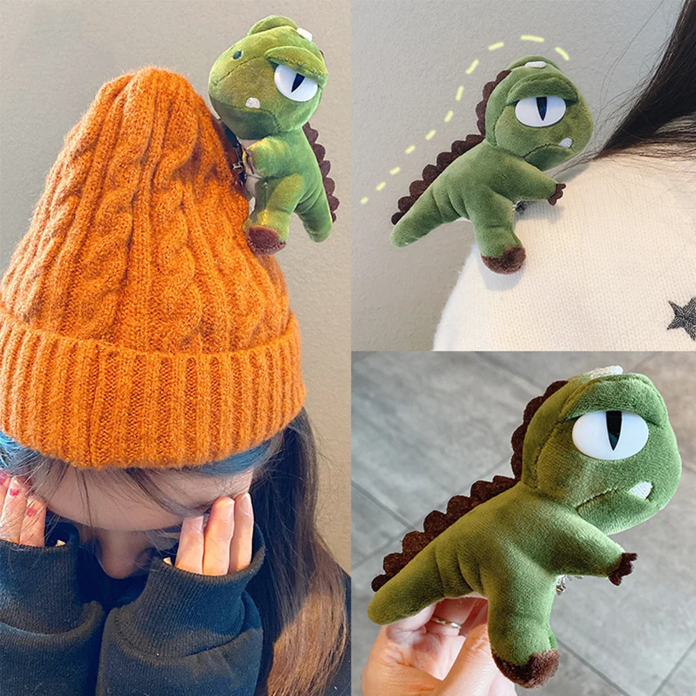 

1PC Cute Plush Dinosaur Squirrel Carrot Brooch Charms Cartoon Animal Badges Pin Coat Bag Accessories for Women Men Kids
