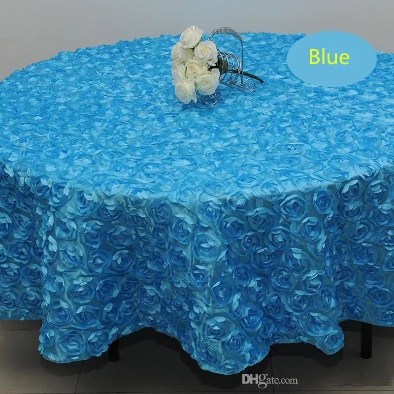 

Wwhite color 2.6M wedding round 3D Rose Flowers Table Cloths for Banquet Wedding Party Decoration gold purple pink blue color